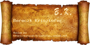 Bereczk Krisztofer névjegykártya